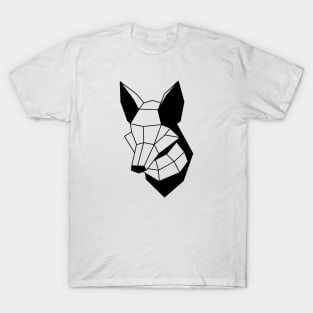 Low Poly Fox Line Black T-Shirt